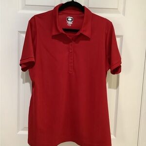Red Short Sleeve Polo Button Down Shirt